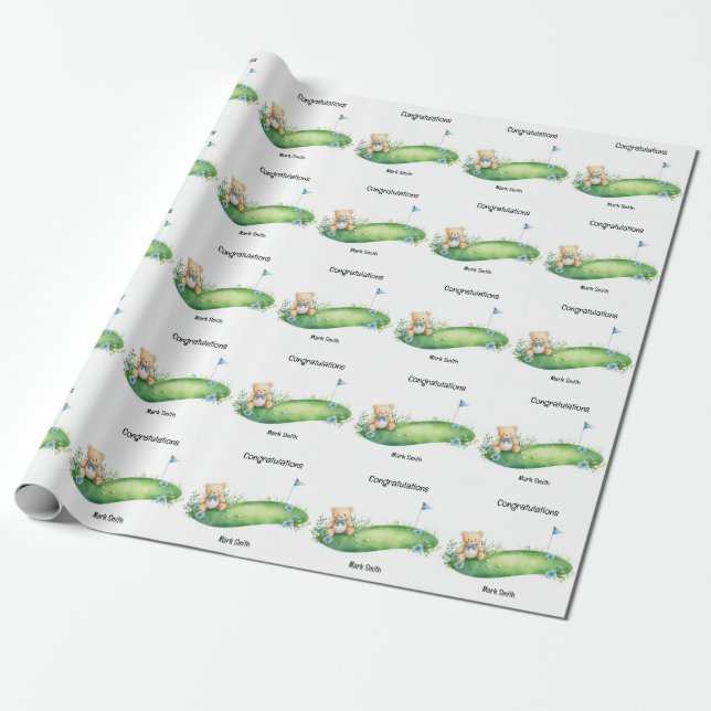 Golf baby Congratulation  Wrapping Paper (Unrolled)