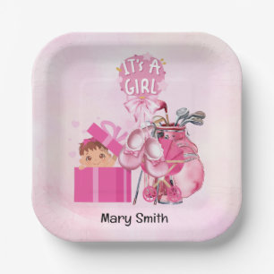 Golf Baby Girl baby Shower in Pink theme Paper Plates