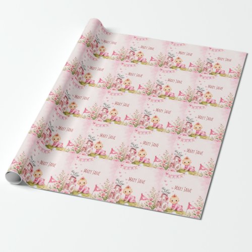 Golf Baby Girl for Baby Shower on pink Wrapping Paper