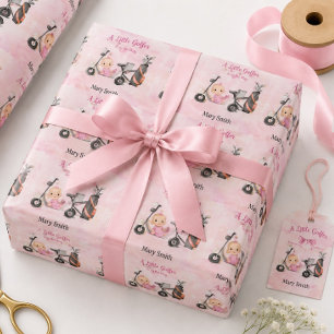 Golf Baby Girl for Baby Shower on pink Wrapping Paper