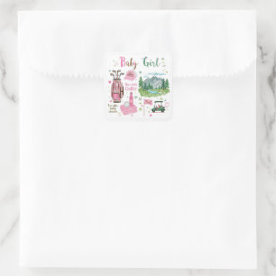 Golf Baby Girl Golfer Square Sticker