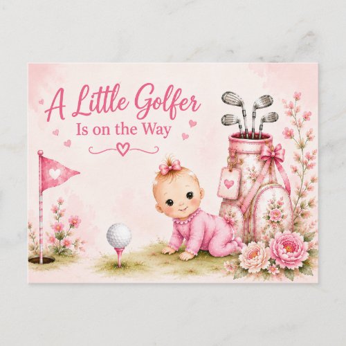 Golf Baby Girl in Pink themed for Golfer Postcard