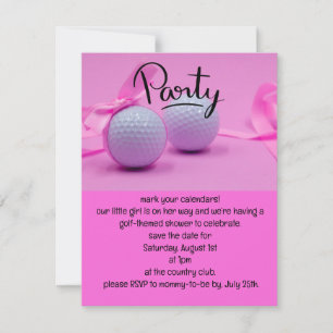 Golf baby girl it's Girl on Pink Background Invitation