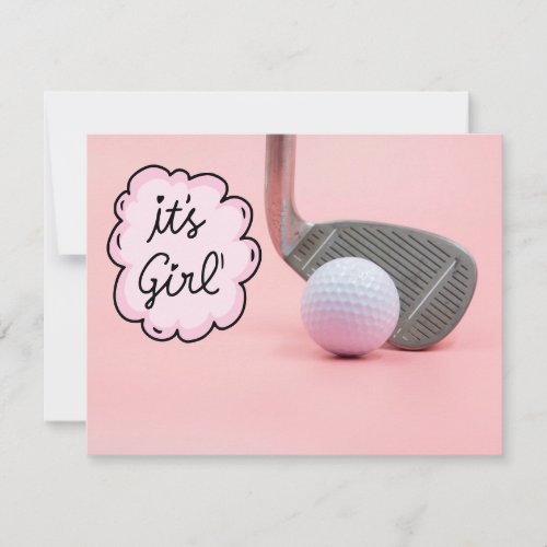 Golf baby girl its Girl on Pink Background Invitation