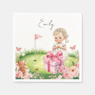 Golf Baby Girl on Putting green Napkins