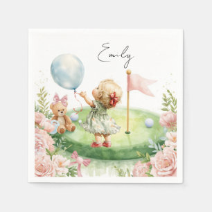 Golf Baby Girl on Putting green Napkins