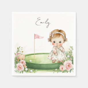 Golf Baby Girl on Putting green Napkins