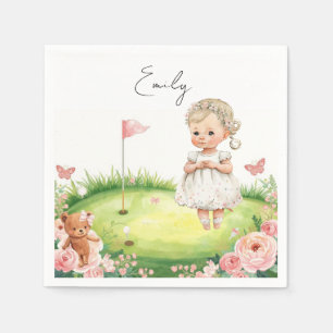 Golf Baby Girl on Putting green Napkins