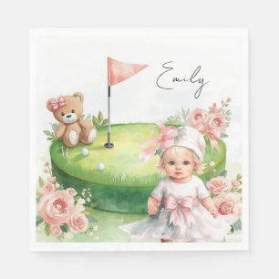 Golf Baby Girl on Putting green Napkins