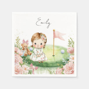 Golf Baby Girl on Putting green Napkins