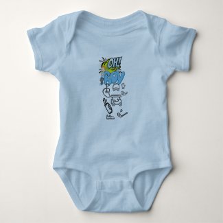 Golf baby on blue background baby bodysuit