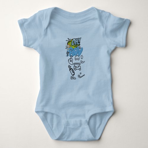 Golf baby on blue background baby bodysuit