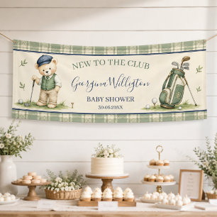 Golf Baby Shower Banner Watercolor Teddy Bear