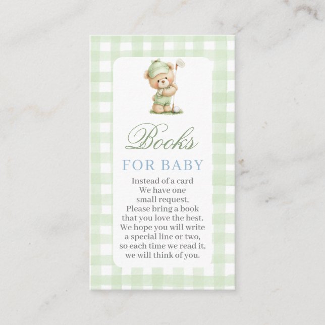 Golf Baby Shower Books for Baby Card (Front)