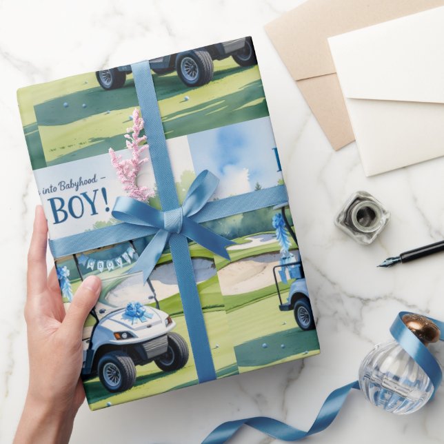 Golf Baby Shower  boy Blue themed Wrapping Paper (Gifting)