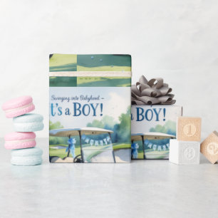 Golf Baby Shower boy Blue themed Wrapping Paper