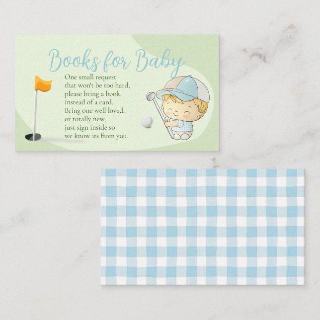 Golf Baby Shower Cute Boy Par-Tee Book Request Enclosure Card (Front/Back)