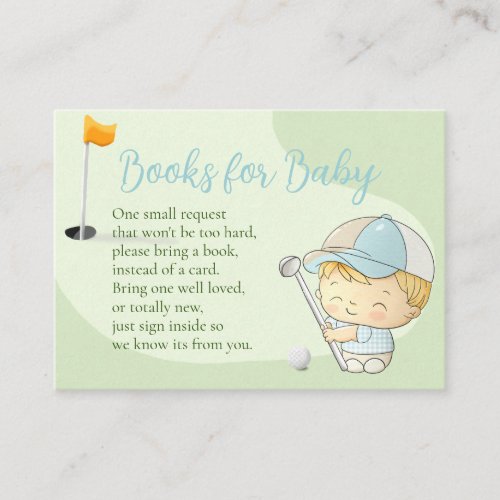 Golf Baby Shower Cute Boy Par_Tee Book Request Enclosure Card