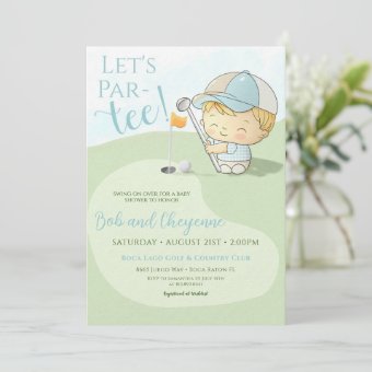 Golf Baby Shower Cute Boy Par-Tee Coed Party Invitation | Zazzle