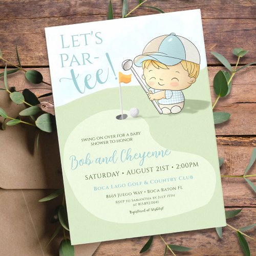 Golf Baby Shower Cute Boy Par_Tee Coed Party  Invitation