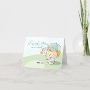 Golf Baby Shower Cute Boy Par-Tee Coed Party Letterpress Thank You Card