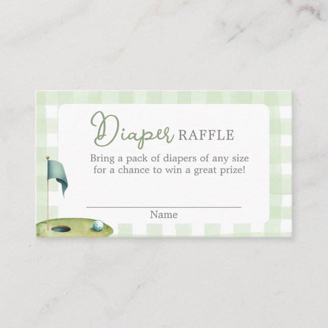 Golf Baby Shower Diaper Raffle Card (Front)