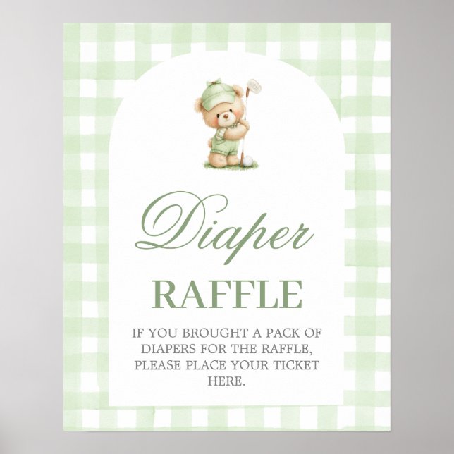 Golf baby shower Diaper Raffle sign (Front)