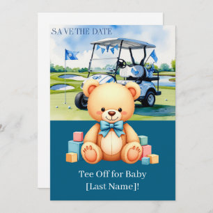 Golf Baby Shower for boy with golf cart on green Invitation