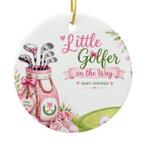 Golf Baby shower for girl  Ceramic Ornament