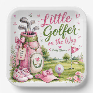 Golf Baby Shower Girl Golfer is on the way Paper Plates