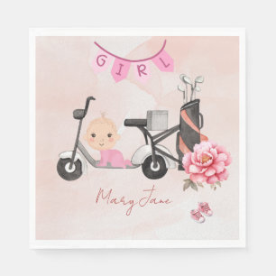 Golf baby shower girl pink themed napkins