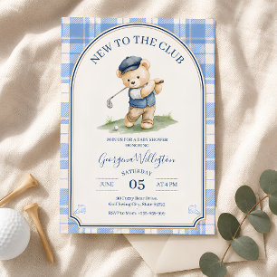Golf Baby Shower, New to the Club Teddy Bear Invitation