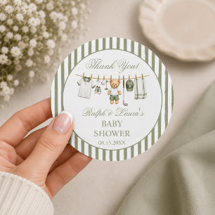 Golf Baby Shower Thank You Classic Round Sticker