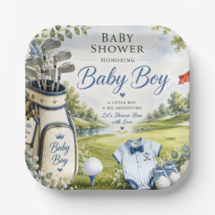 Golf Baby Shower themed on golf course for boy Paper Plates