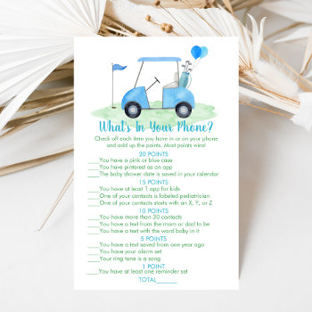 Golf Baby Shower What's In Your Phone Game by LittlePrintsParties at Zazzle