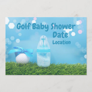 Golf baby Shower with golf ball and milk bottle Invitation