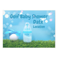 Golf baby Shower with golf ball and milk bottle Invitation