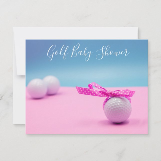 Golf baby shower with golf ball on blue and pink (Front)