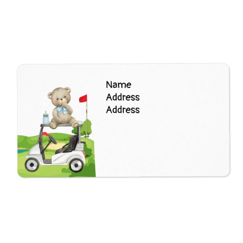 Golf Baby sit on golf cart in golf course  Label