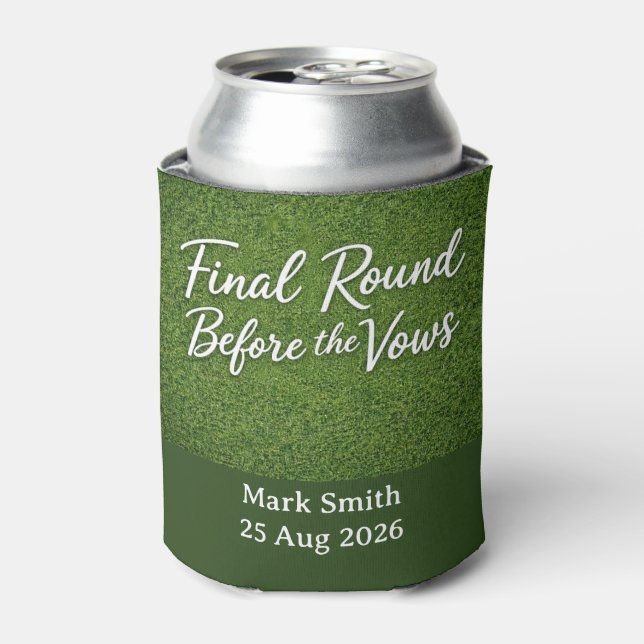 Golf Bachelor Par-Tee Golf Theme Invite | Tee Time Can Cooler (Can Front)