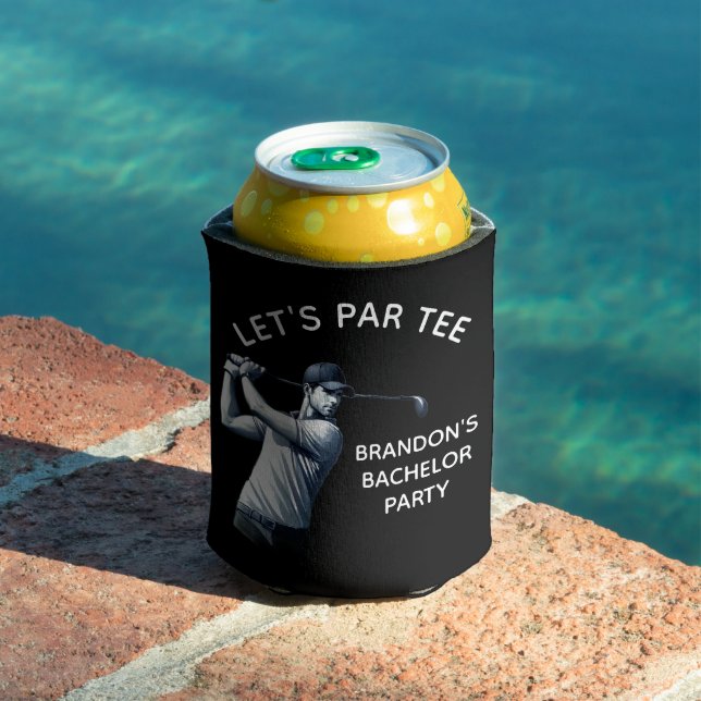 Golf Bachelor party Elegant Black Can Cooler (In Situ Pool)