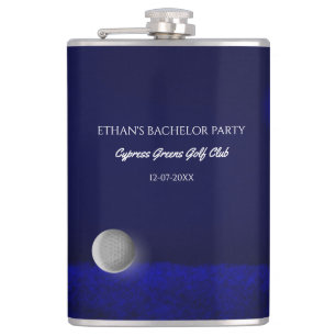 Golf Bachelor Party golf ball and course navy blue Flask