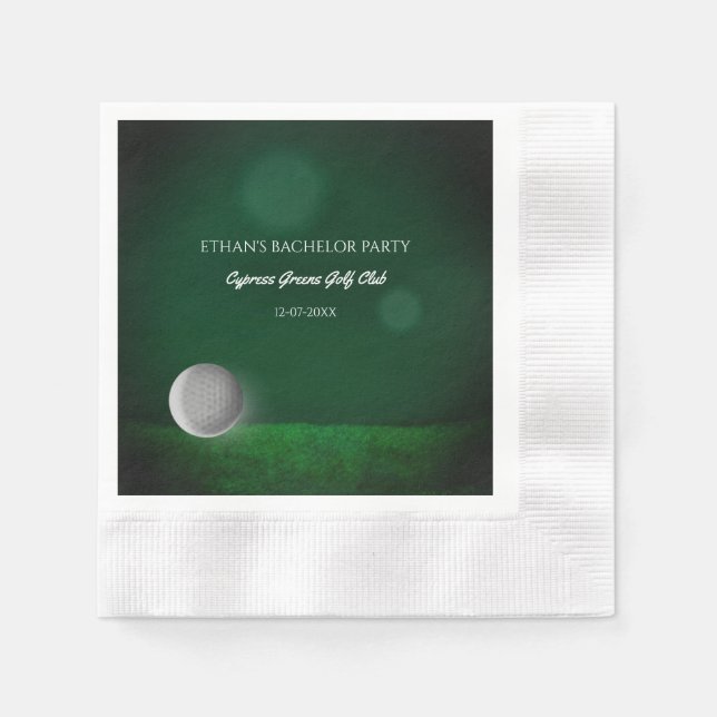 Golf Bachelor Party Golfers Party Green golf ball Napkins (Front)