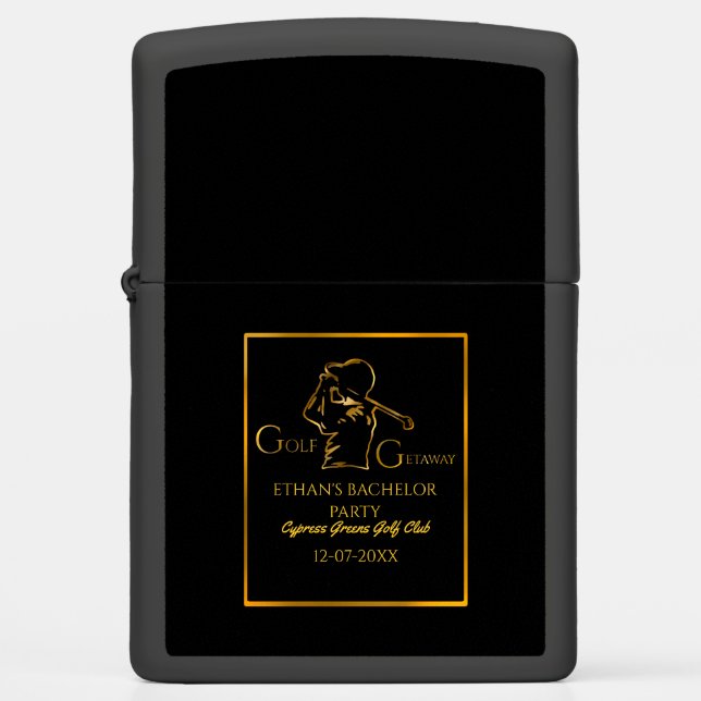 Golf Bachelor Party - Golfers Party Luxury Gold Zippo Lighter (Front)