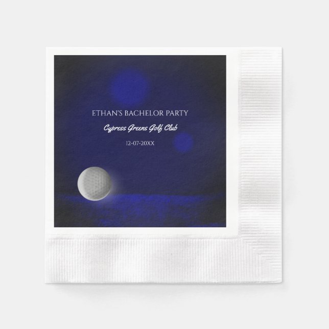 Golf Bachelor Party Golfers Party Navy blue golf Napkins (Front)