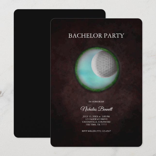 Golf Bachelor Party - Golfing trip Classic Minimal Invitation (Front/Back)