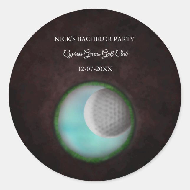 Golf Bachelor Party - Golfing trip Classic Stylish Round Sticker (Front)