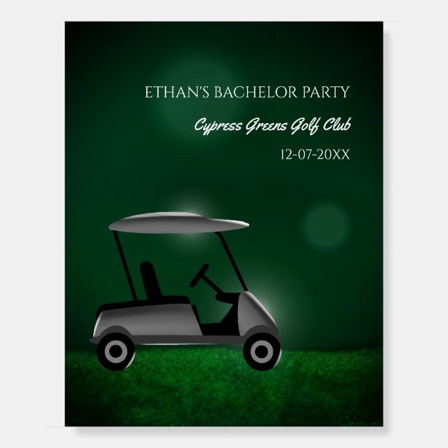Golf Bachelor Party - Golfing trip Green golf cart Foam Board (Front)