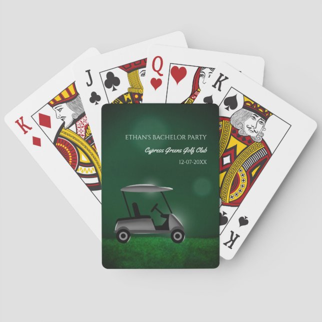 Golf bachelor party - green golf cart golf course poker cards (Back)