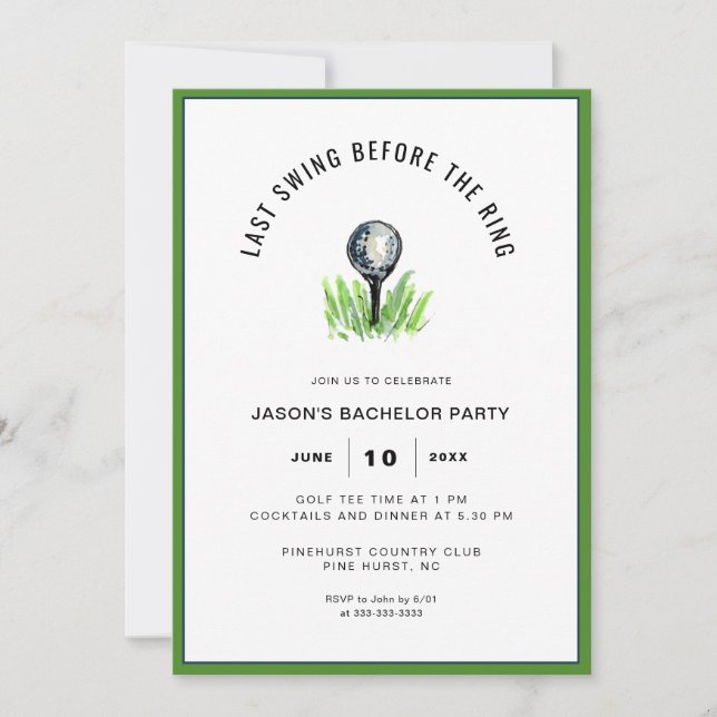 Golf Bachelor Party Invitation (Front)